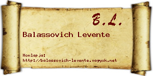 Balassovich Levente névjegykártya